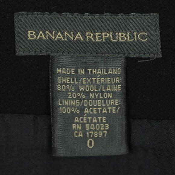 Banana Republic Women's Size 0 Black Wool Blend Pleated Knee Length A-Line Skirt - Picture 6 of 7